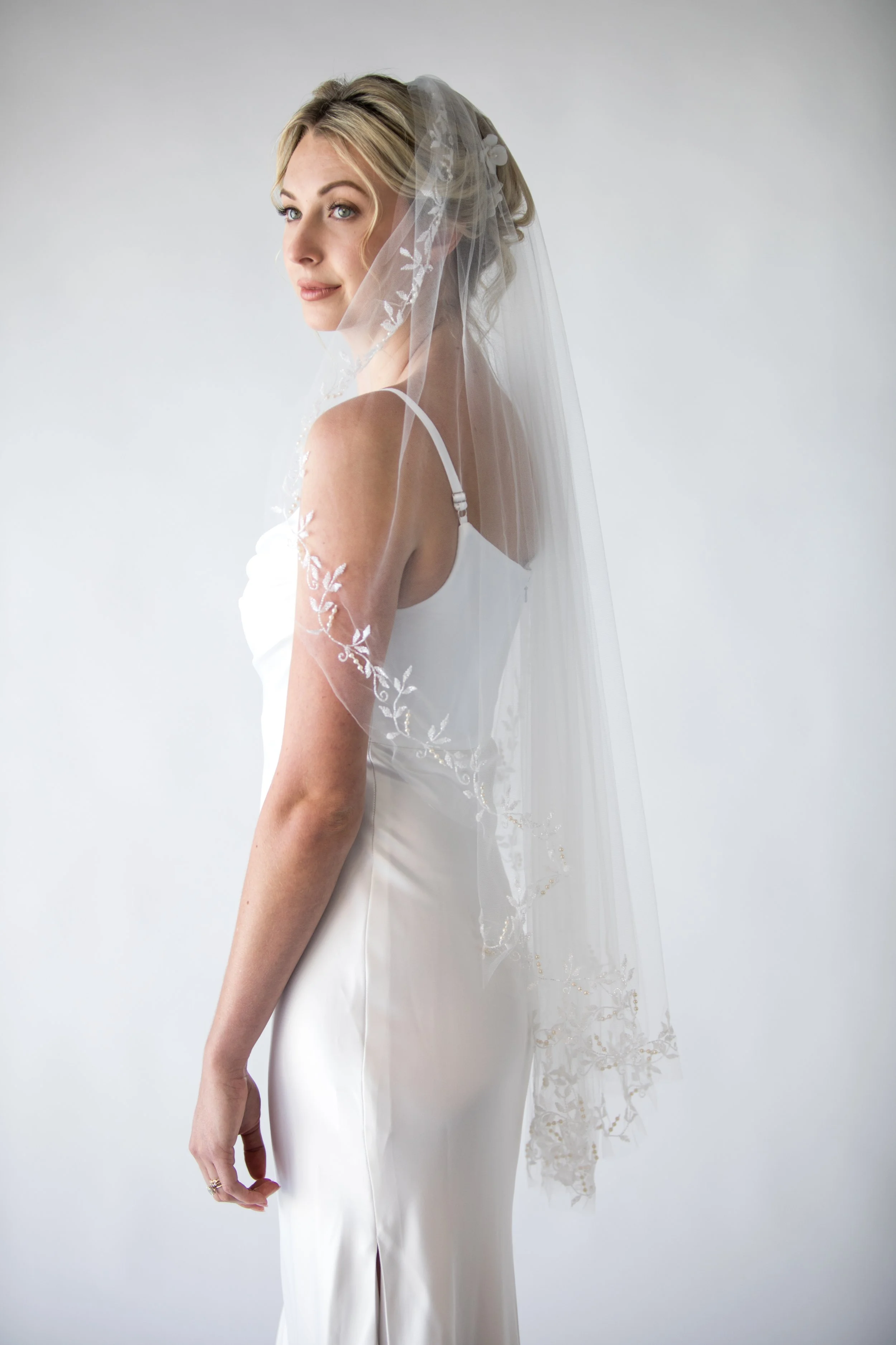 Sparkle embroidered and beaded angel wingParisienne bridal veil by